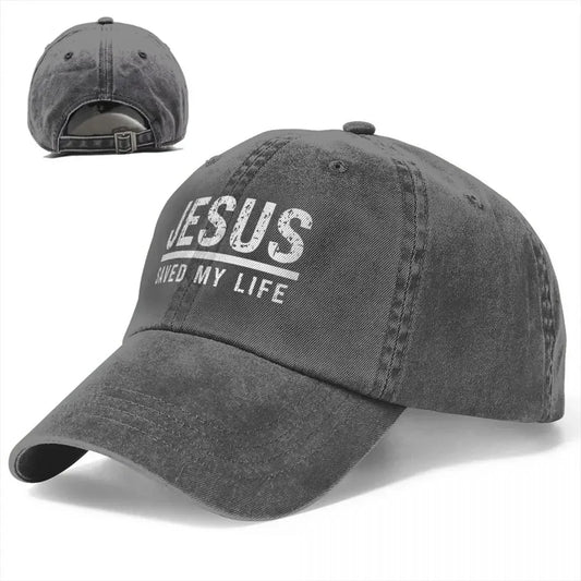 2023 Washed Cotton "Jesus Saved My Life" Cap – Christian Ponytail Baseball Hat