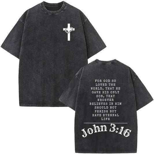 Vintage Washed Bible Verse T-Shirt – Unisex Christian Oversized Tee