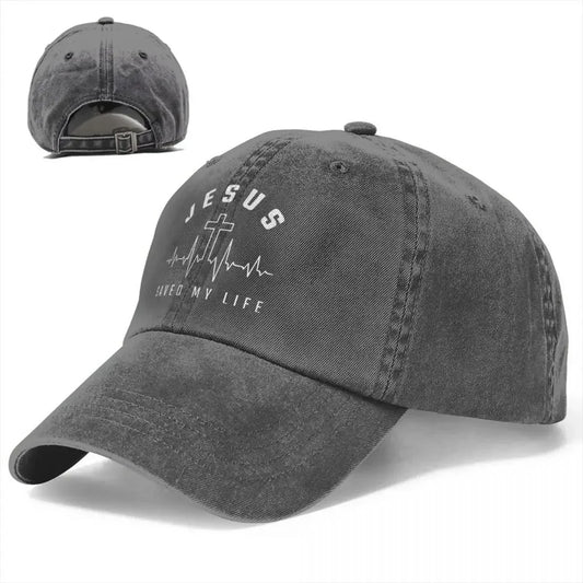 Jesus Saved My Life Baseball Cap – Adjustable Christian Hat for Men & Women