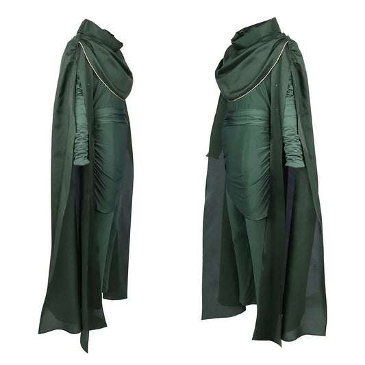 God of Lies Loki Cosplay Costume – Green Top, Pants & Cloak Set for Adults