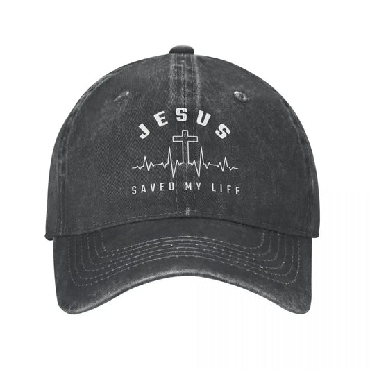 Jesus Saved My Life Baseball Cap – Adjustable Christian Hat for Men & Women
